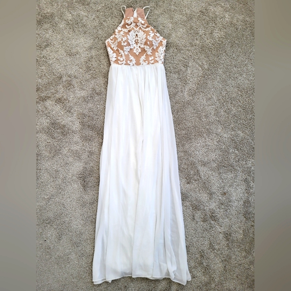 Jodi Kristopher Formal White Evening Dress - Size 6